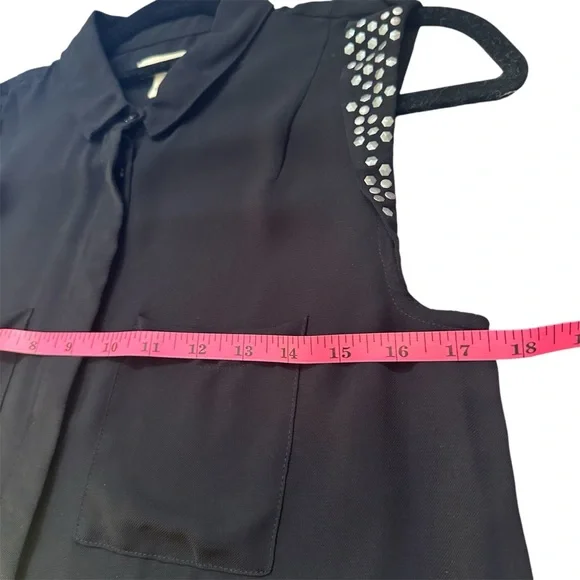 UO Silence + Fade Black Button Down See Through Tank Studded shoulders in Small - Picture 7 of 9